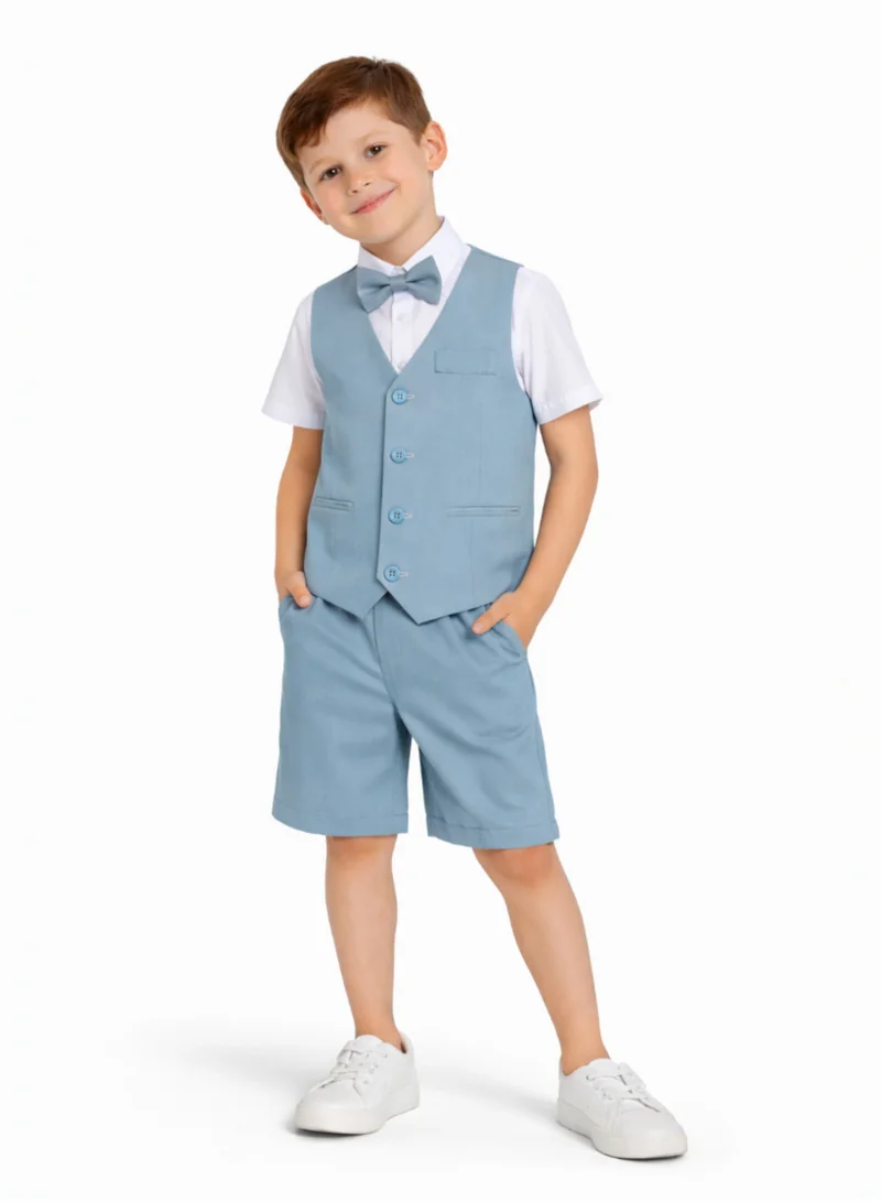 victor and jane Boys 4 Pc set Waistcoat, Shirt, Shorts & Bow Tie Set